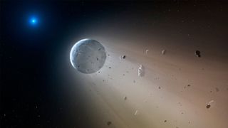 A Rocky Planet Getting Slowly Torn Apart By A White Dwarf
