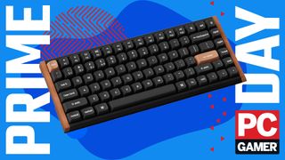 Keychron keyboard over colorful background