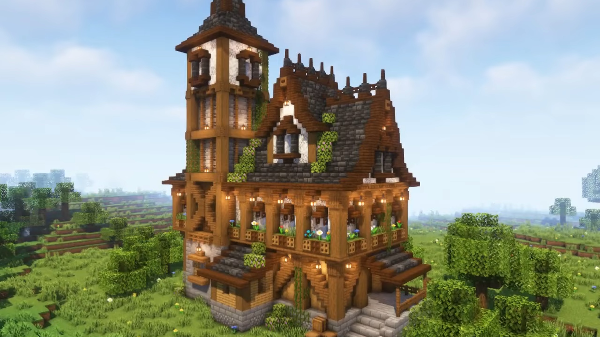 Minecraft  How to Build a Medieval House With Basement 