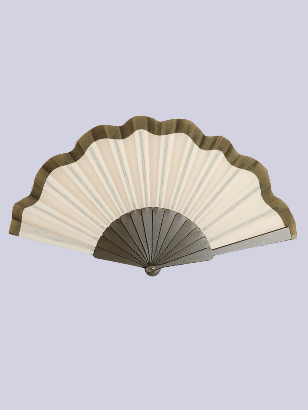 A folding hand fan with a dark khaki green border from H&amp;amp;M