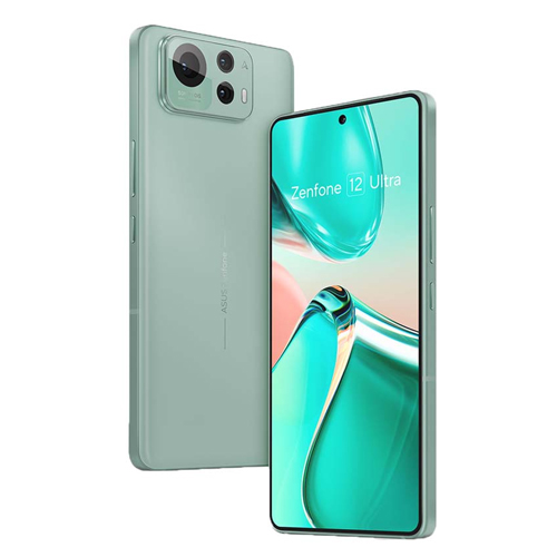 ASUS ZenFone 12 Ultra showing front and back in green