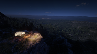 A mountain retreat used by the creepy Chelonian cult, overlooking the state of Lemoyne. You can see Saint Denis in the far distance.