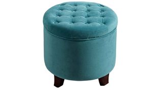 HomePop Velvet Button Tufted Round Storage Ottoman