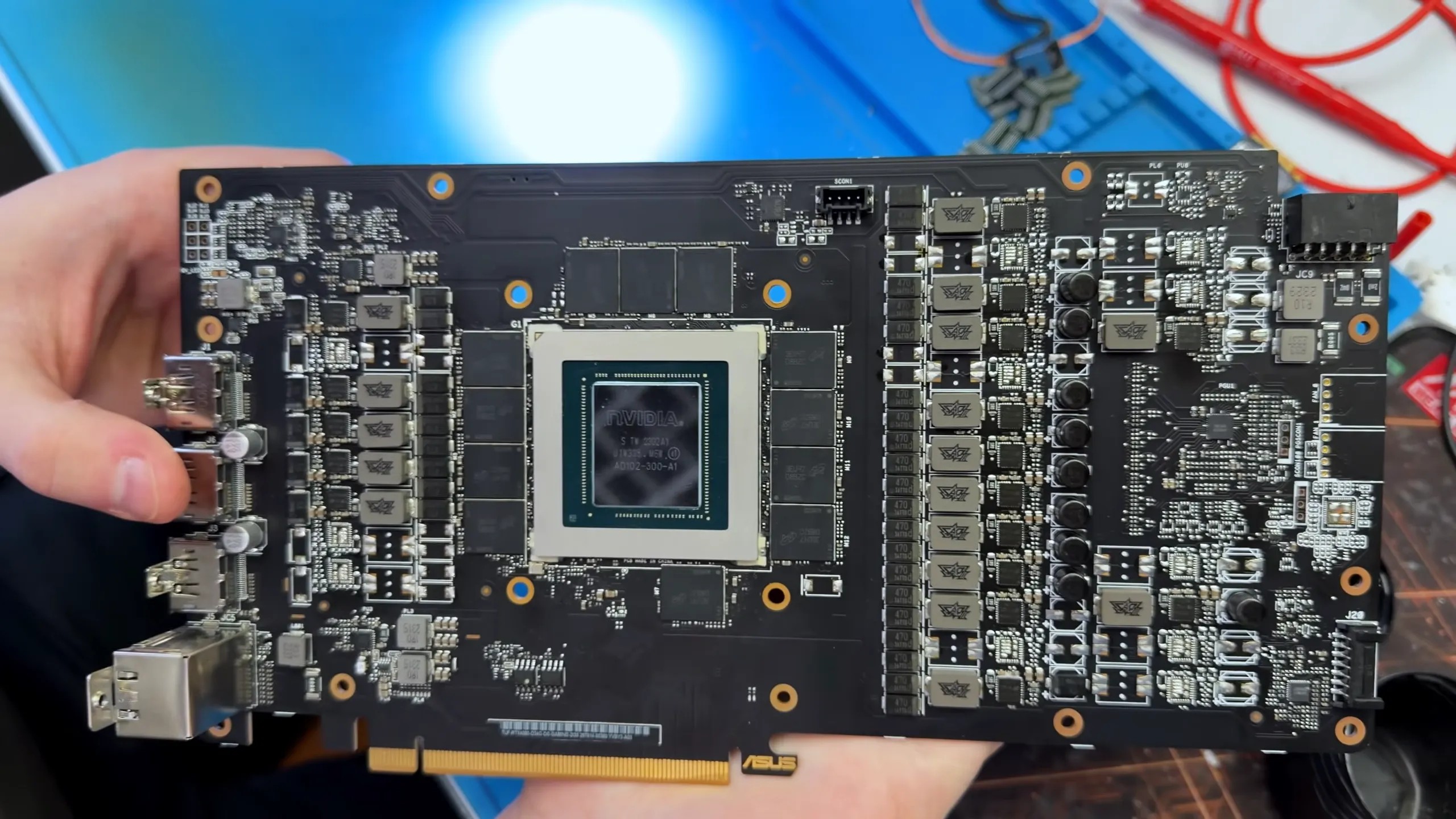 An alleged fake RTX 4090 PCB made to look like the original