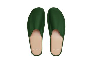 Slippers for Women - Dark Green - Smooth Leather