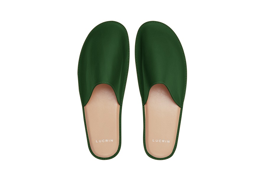 Slippers for Women - Dark Green - Smooth Leather