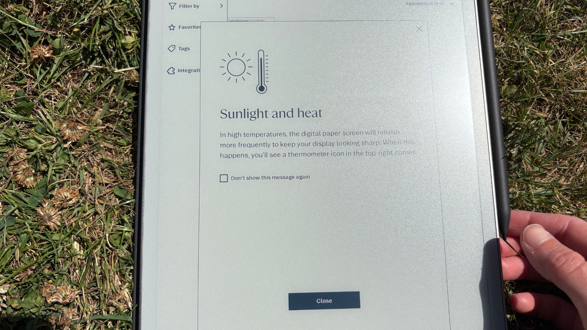 The sunlight on the reMarkable Paper Pro