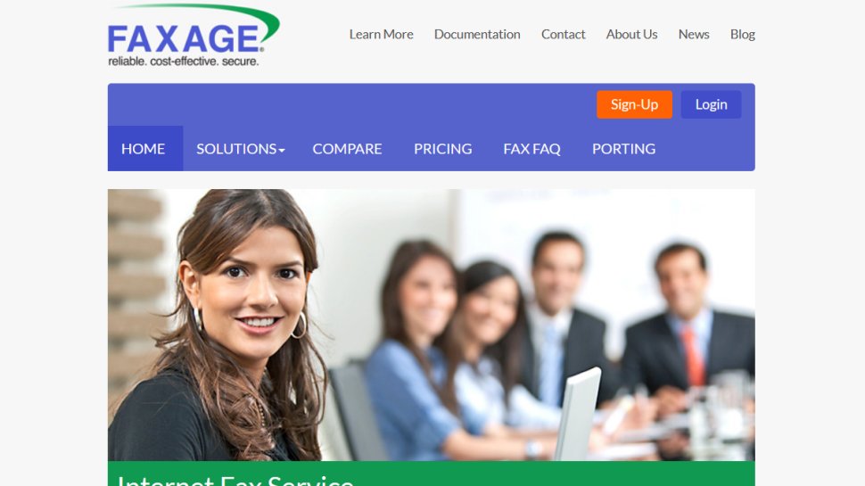 Faxage website screenshot (June 2025).