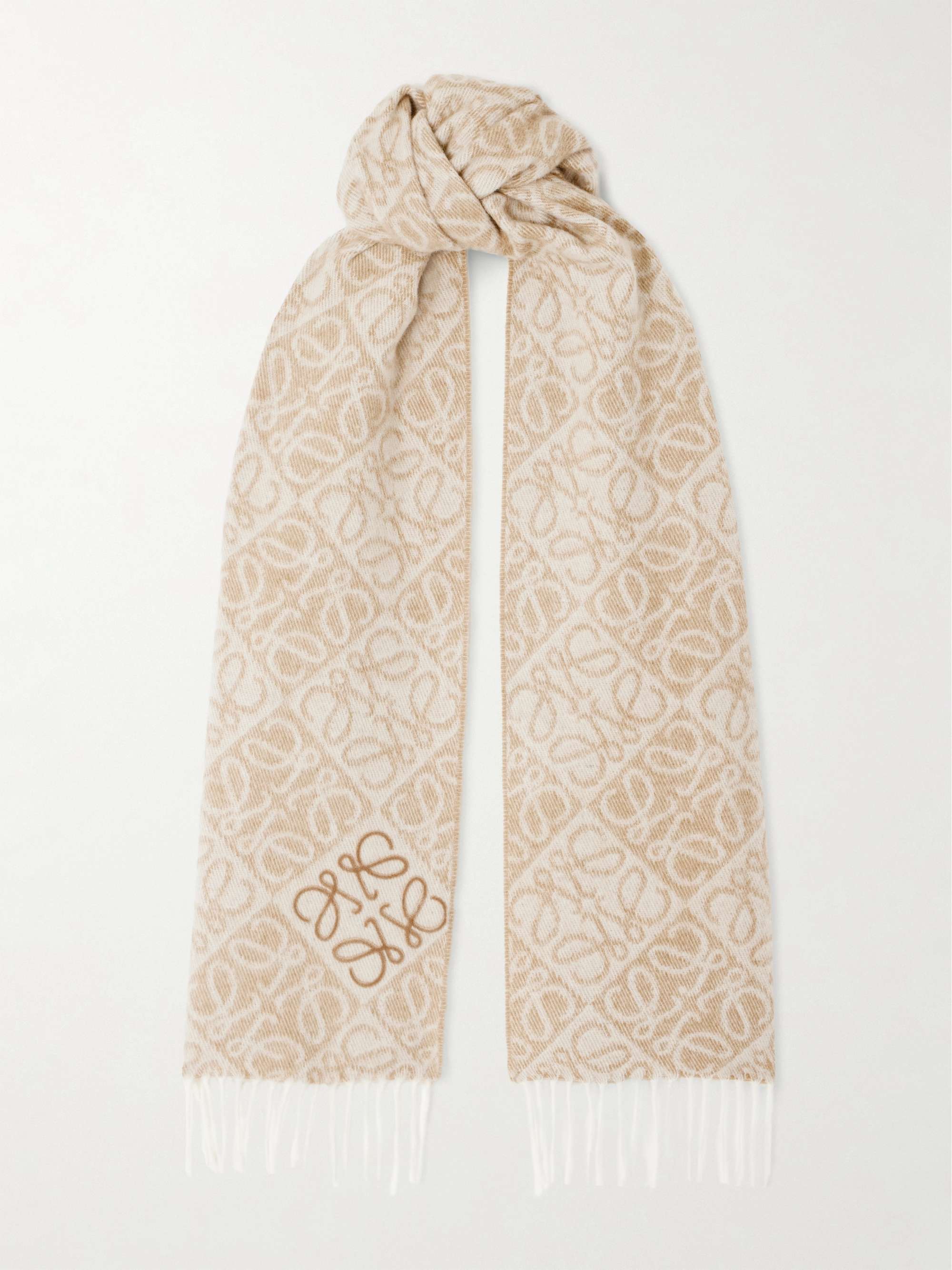Fringed Wool and Cashmere-Blend Jacquard Scarf