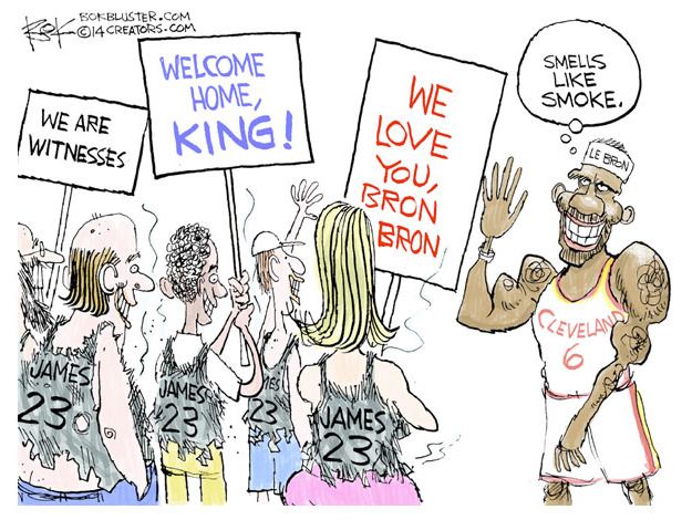 Editorial cartoon sports LeBron James basketball