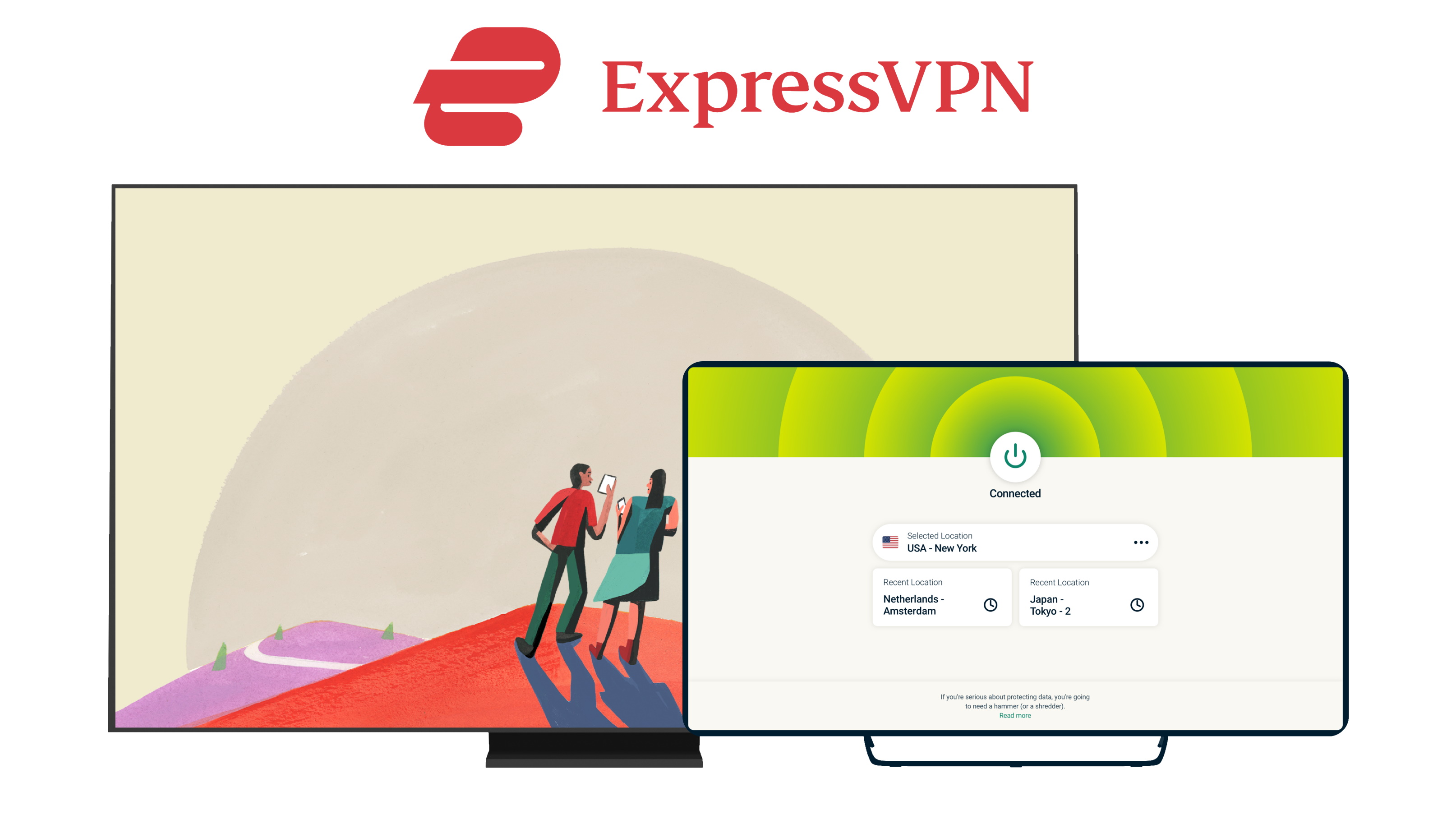 ExpressVPN interface shown working with an Amazon Fire TV Stick