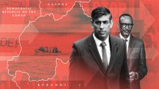 Rishi Sunak, Paul Kagame and scenes of illegal immigrant boat crossings and anti-deportation protests