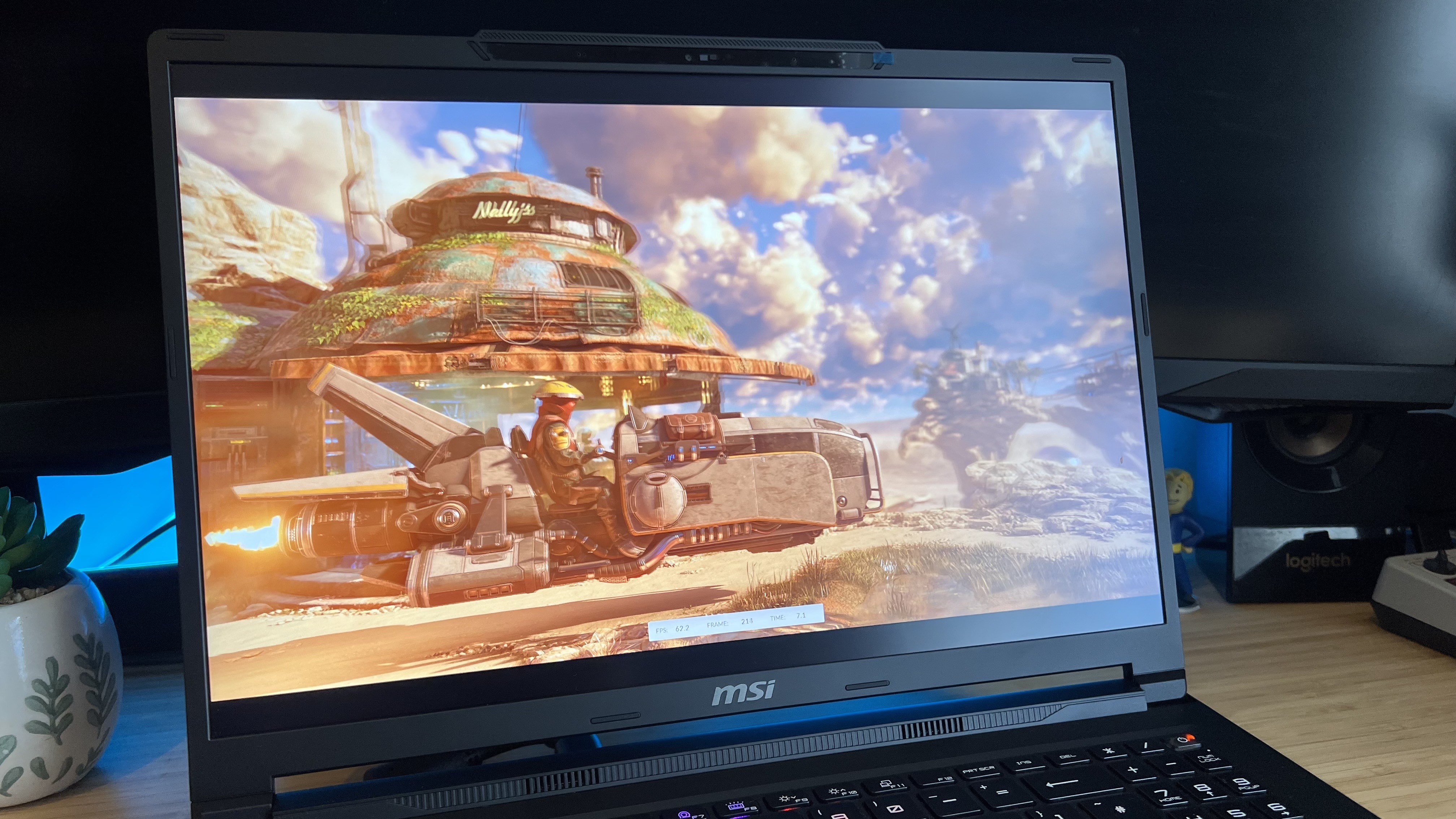 3D Mark Steel Nomad benchmark test running on an MSI Raider 16 Max gaming laptop's bright IPS display