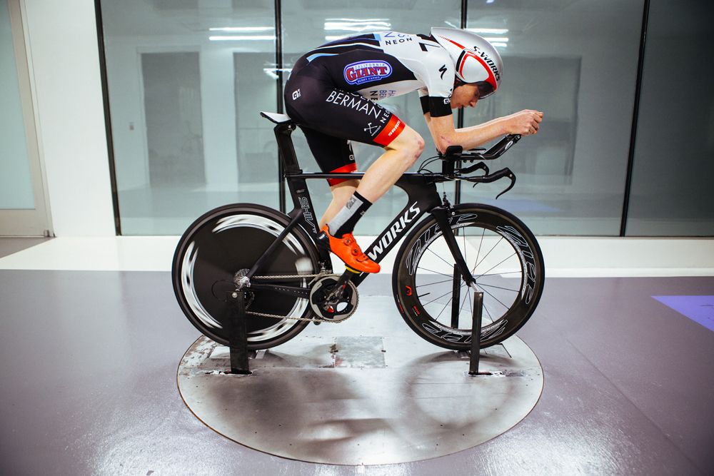 Tao Geoghegan Hart in the Specialized wind tunnel