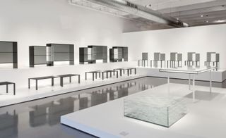 Pictured: Nendo’s 30 pieces lined up in the Miami space