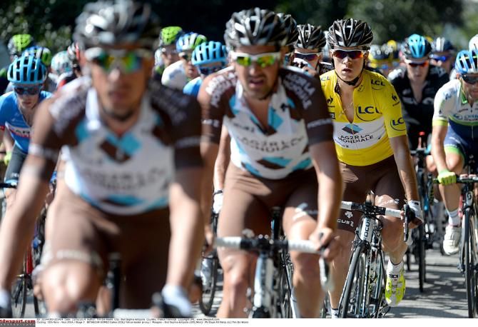 Race leader Carlos Betancur was well protected by his AG2R teammates
