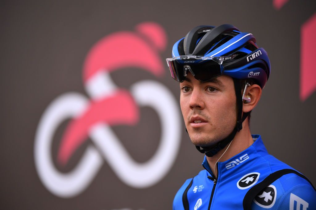 LAGHI DI CANCANO ITALY OCTOBER 22 Start Ben Oconnor of Australia and NTT Pro Cycling Team Team Presentation during the 103rd Giro dItalia 2020 Stage 18 a 207km stage from Pinzolo to Laghi di Cancano Parco Nazionale dello Stelvio 1945m girodiitalia Giro on October 22 2020 in Laghi di Cancano Italy Photo by Stuart FranklinGetty Images