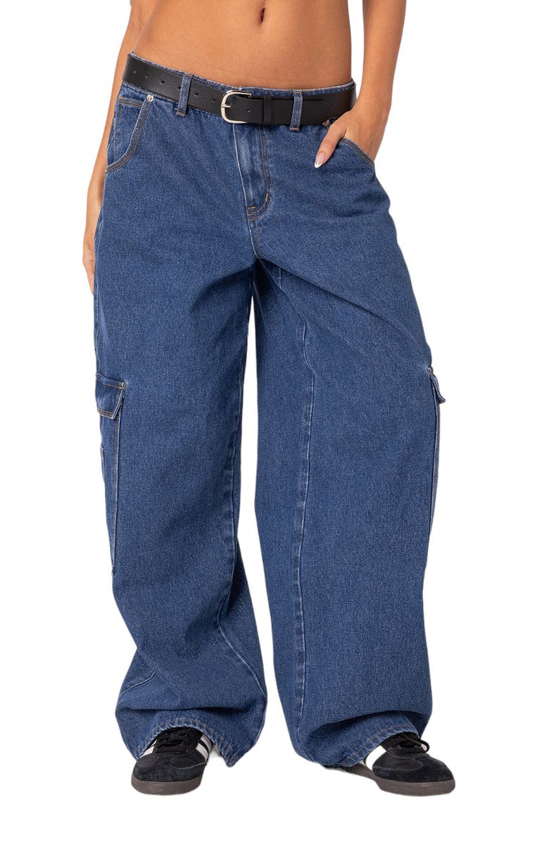 Low Rise Baggy Belted Cargo Jeans