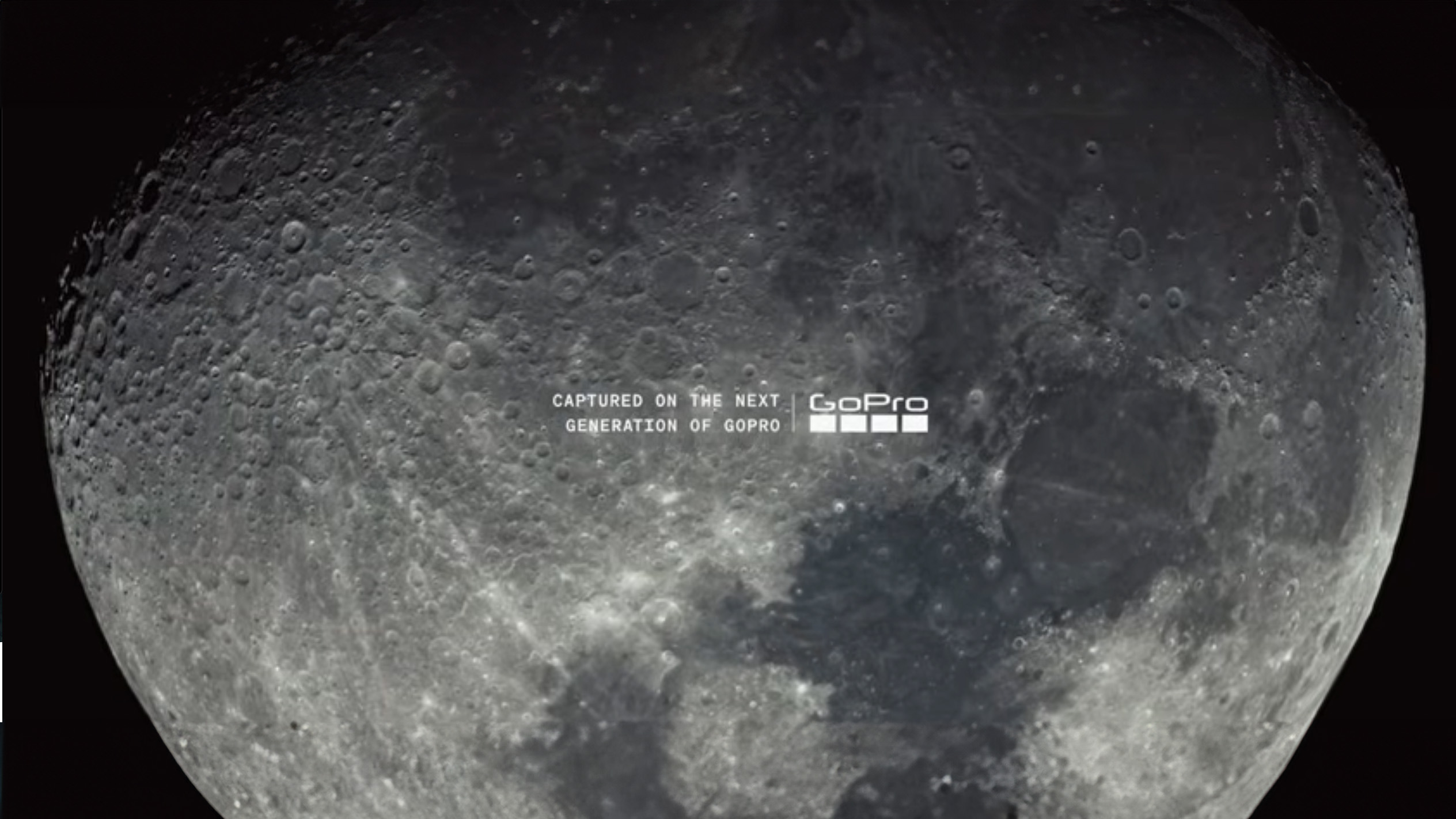 A video teaser by GoPro of its next camera, with a closeup of the moon and a caption 'captured on the next generation of GoPro'