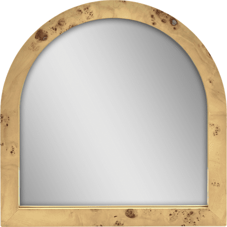 Beautiful Burlwood Arched Boho Vanity Decorative Mirror by Drew Barrymore, 22" Burlwood Bathroom Vanity Mirror for Wall, Bedroom and Entryway