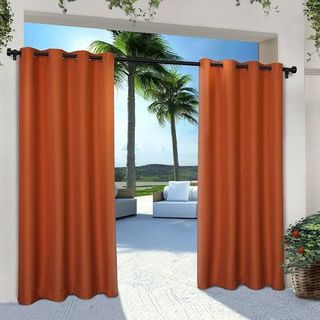 An orange outdoor curtain