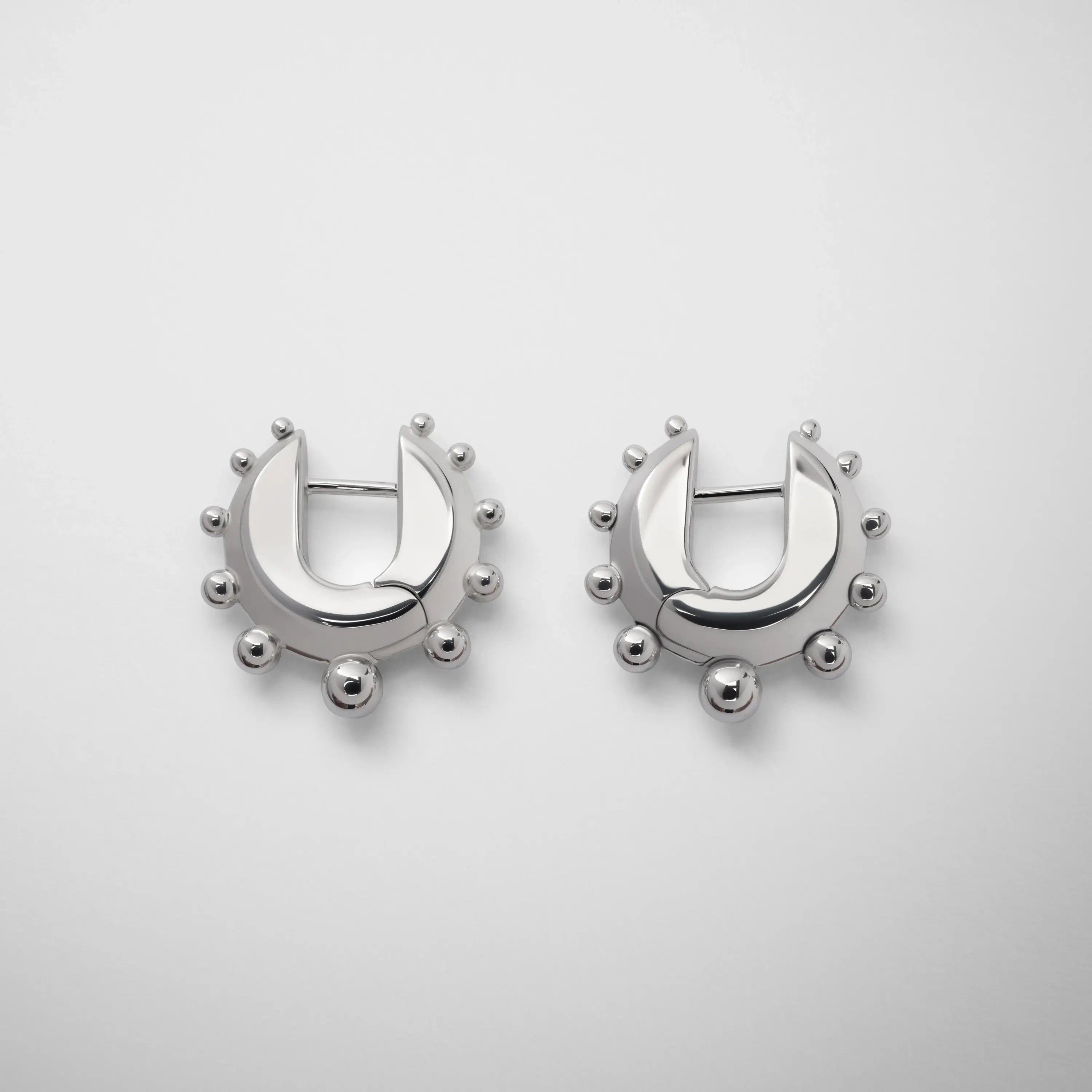 Beaded Hoop Earrings Small | Sterling Silver