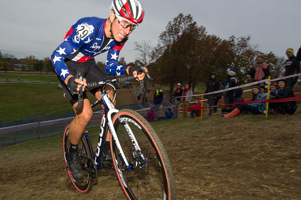 Jermey Powers (Rapha Focus) feeling a little love dished out by a short but steep climb.