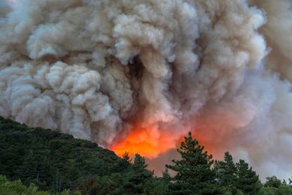 The Apple fire burns in Riverside County, California.