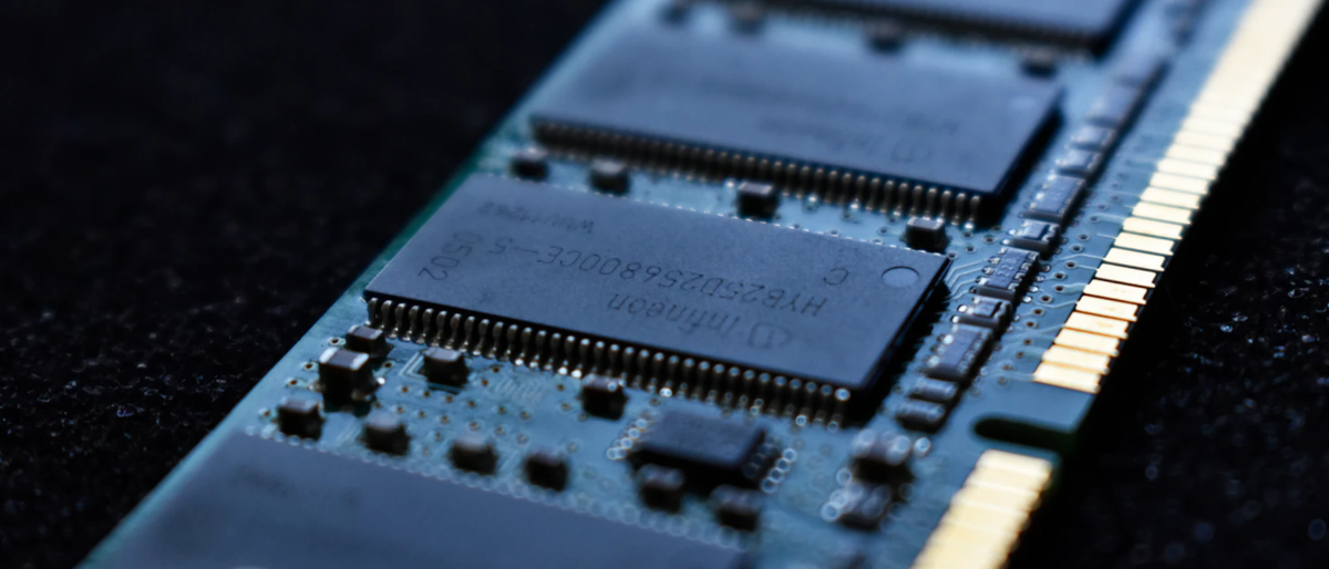 Intense close-up of RAM against a black background