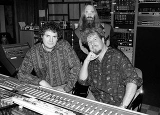 John Kalodner in the studio with producer Mike Clink and Sammy Hagar