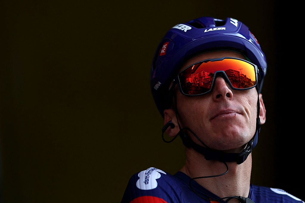 Team Picnic PostNL&#039;s French rider Romain Bardet reacts prior to the 3rd stage of the 77th edition of the Criterium du Dauphine cycling race, 207,2 km between Brioude and Charantonnay, on June 10, 2025. (Photo by Anne-Christine POUJOULAT / AFP) (Photo by ANNE-CHRISTINE POUJOULAT/AFP via Getty Images)