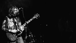 Duane Allman of American rock group The Allman Brothers Band performs at the last night at Fillmore East, a nightclub on Second Avenue, New York City, before the closing of the venue, 27th June 1971
