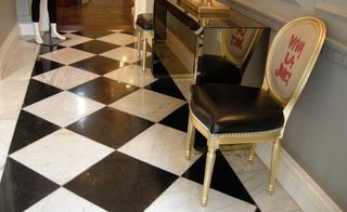 The original marble floor remains from the 1760 townhouse