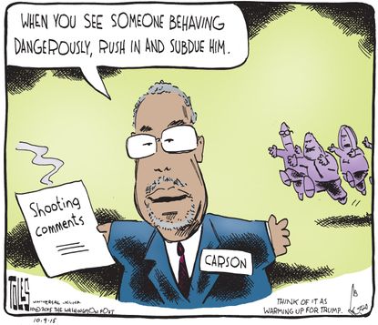 Political cartoon U.S. Ben Carson 2016 Shooting