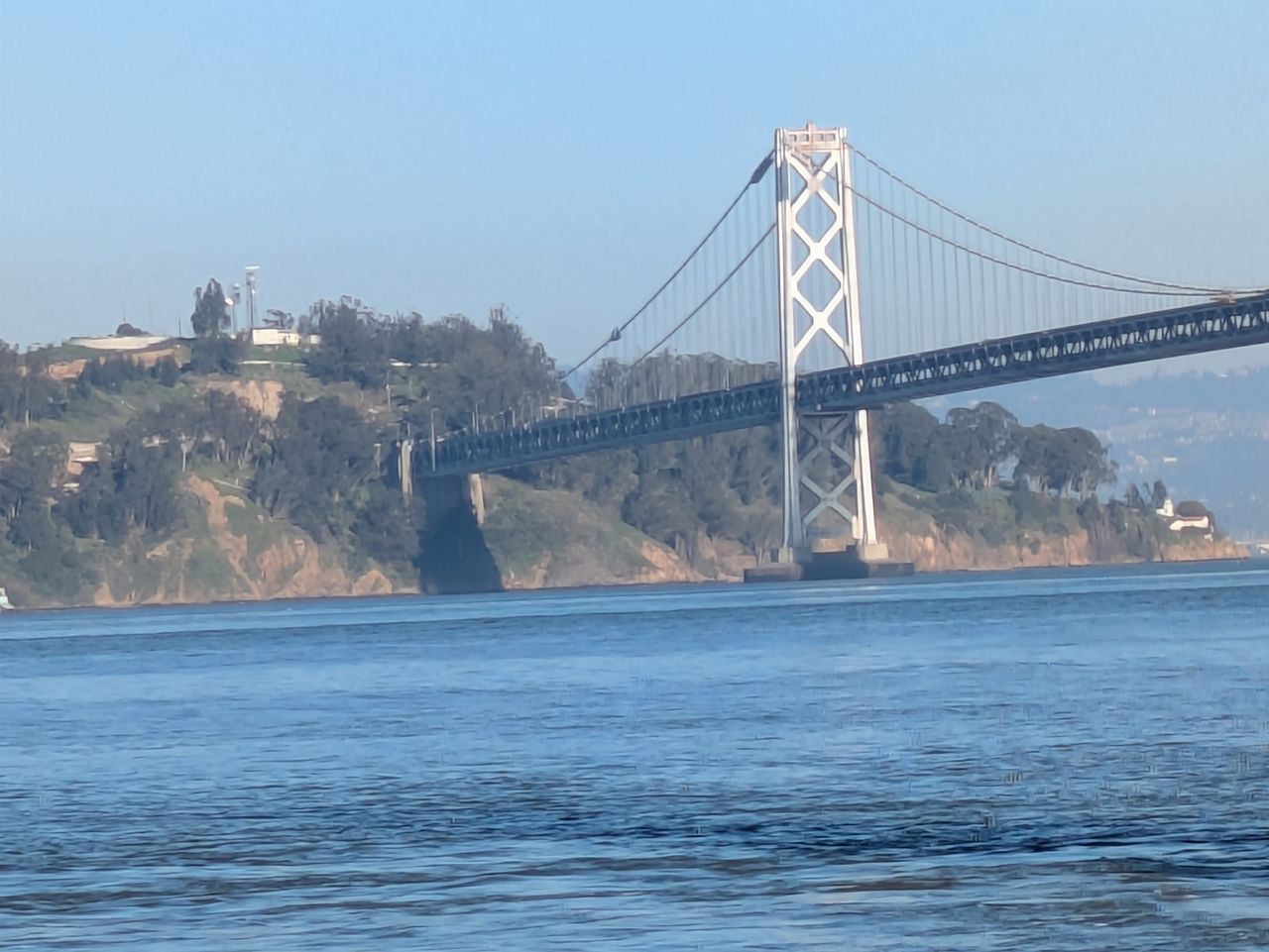 Bay Bridge at 8x zoom by Pixel 8a