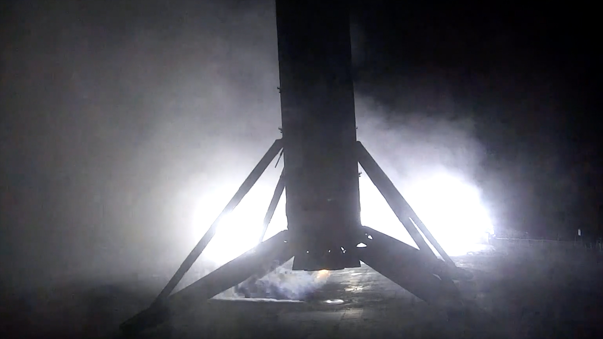 The first stage of a SpaceX Falcon 9 rocket lands on the drone ship 