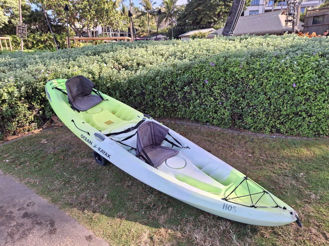 Green kayak shot by the Galaxy A35