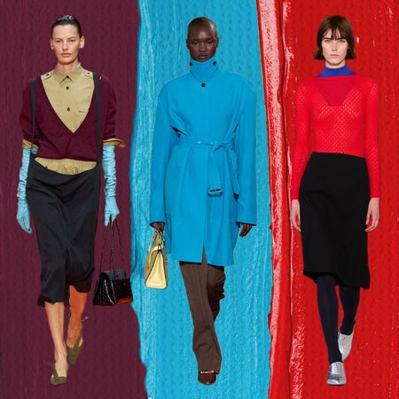 a collage of runway and Instagram imagery featuring the coolest color combinations of spring 2026