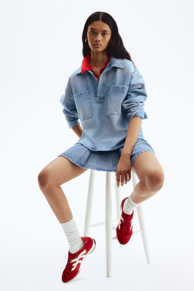Oversized Pullover Denim Shirt