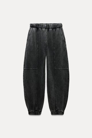 Faded-Effect Plush Trousers