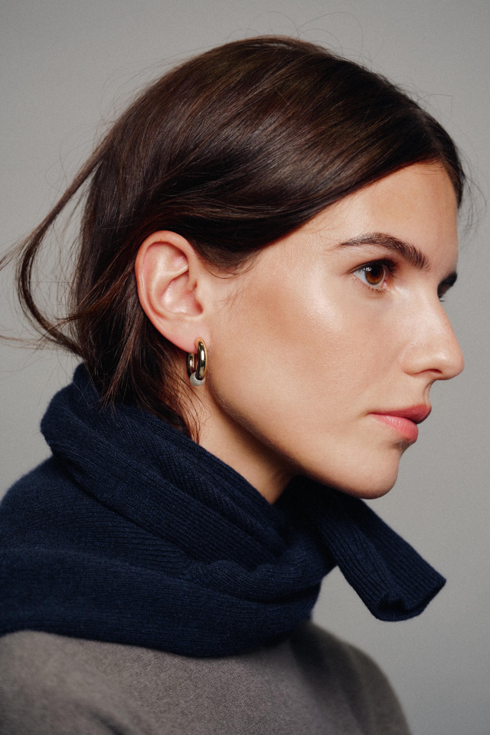 Pearl Hoop Earrings - Golden - M