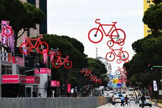 TIRANA ALBANIA MAY 08 Promotional posters for the 108th Giro dItalia 2025 Top Riders Press Conference UCIWT on May 08 2025 in Tirana Albania Photo by Tim de WaeleGetty Images