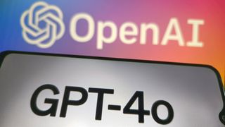 A picture of a phone screen displaying GPT-4o in front of OpenAI's logo.
