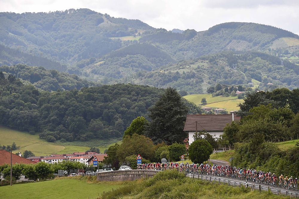 The rolling and mountainous terrain during the Clasica San Sebastian
