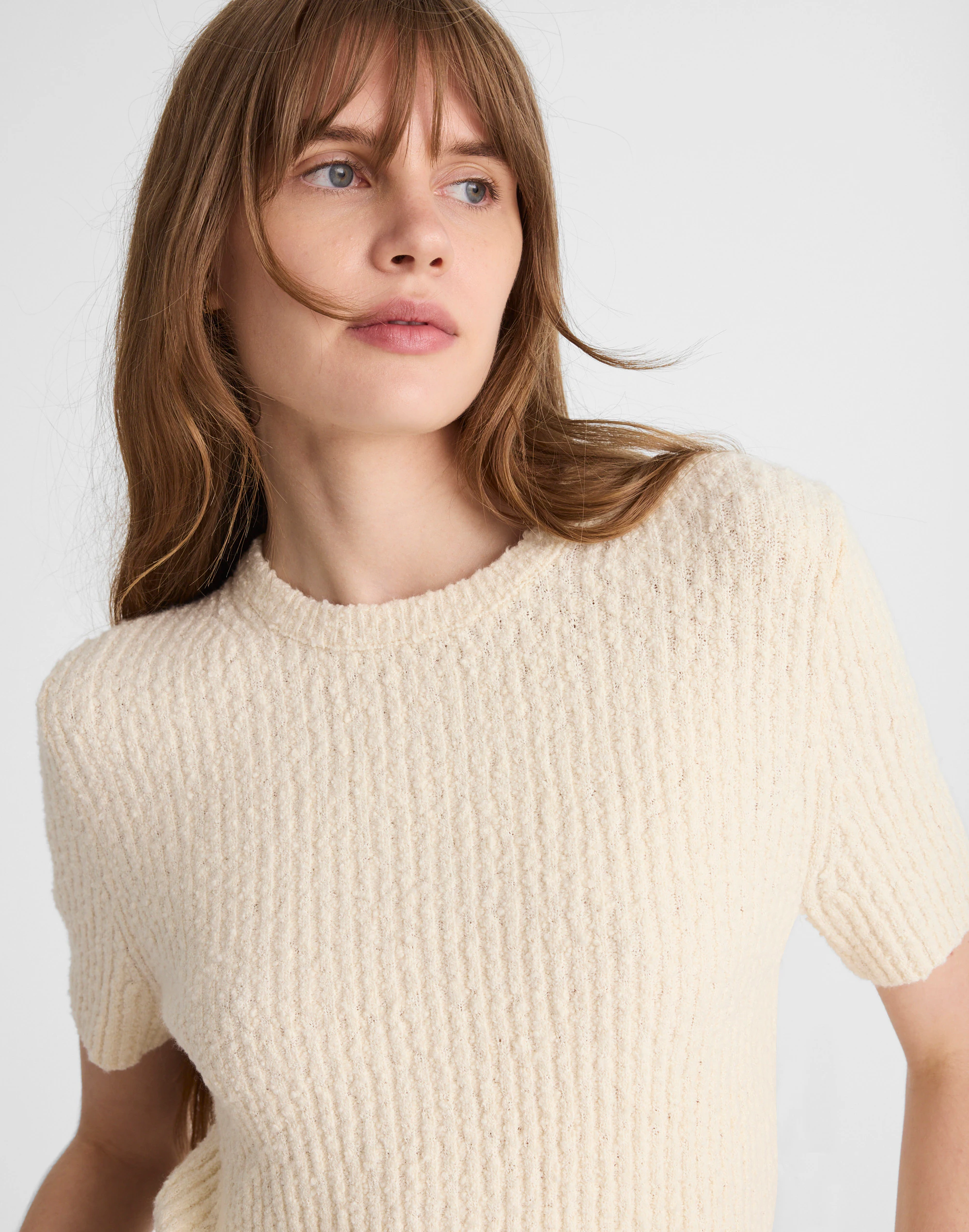 Bouclé-Knit Crewneck Sweater Tee