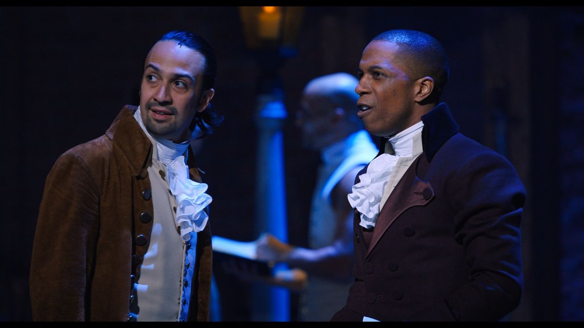 Lin-Manuel Miranda, left, and Leslie Odom Jr. in &quot;Hamilton.&quot;