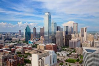 The Dallas, Texas, skyline on a sunny day