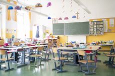 LEOBEN, AUSTRIA - MARCH 12: An empty classroom during the Coronavirus Affects Everyday Life In Austria at Leoben on March 12, 2020 in Leoben, Austria. (Photo by Klaus Pressberger/SEPA.Media /