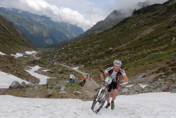 Uwe Hochenwarter trudges through the snow