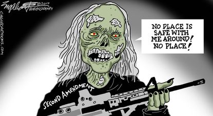 Political cartoon U.S. Second amendment gun violence